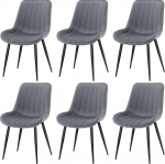 FRUOGO s&ouml;&ouml;gitoa toolid, komplekt 6, sametist polesterooli, tugevad metalljalad, kaasaegne triibuline disain s&ouml;&ouml;gituppa, elutuppa, k&ouml;&ouml;ki, salongi, tumehall, tumehall