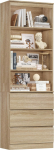 FirFurd 202 cm raamaturiiul Raamaturiiul 3 sahtliga 4 kambrit K&otilde;rge kapp Elutupakapp reguleeritavate riiulitega Vitriinkapp elutuppa &otilde;pperuumi k&ouml;&ouml;ki 202 x 60 x 35 cm Tammepuust