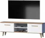GERMAN TV-kapp Lowboard 160 cm Skandinaavia disainiga valge tammepuust telerikapp kuni 70-tollise teleri jaoks koos uste ja riiulitega