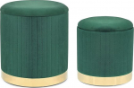 Adeco 2 Pack Round Velvet Ottoman Storage Cosmetic Stool Padded Footrest Stool with Gold Base for Living Room Bedroom