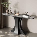 Hltdzer Moderne Konsole Akzent Tisch mit Sintersteinplatte Stil Eingang Schmale Konsole Tisch Anzeigerregal f&uuml;r Wohnzimmer, Gang, Flur(E,80 * 30 * 80CM/31.5 * 11.8 * 31.5IN)