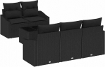 Rantry 6-teiliges Garten-Sofa-Set mit Kissen schwarzes Poly-Rattan Gartenlounge Model3355272