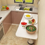 Klappbarer, an der Wand montierter K&uuml;chentisch mit Halterungen. Platzsparende Werkbank f&uuml;r das Homeoffice und den Computertisch. Erh&auml;ltlich in den Gr&ouml;&szlig;en 60 cm ja 120 cm.