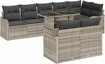 Garten-Sofa-Set mit Kissen 9 tk Hellgrau Poly Rattan Model3348488