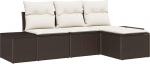 4-teiliges Garten Sofa Set mit Kissen Braunes Poly Rattan Gartenlounge Model3355677