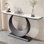 Konsolentisch, 39,37 Zoll moderner Sofatisch, Flurtisch aus Marmor, Couchtisch, schmaler Sofatisch mit Metallrahmen, f&uuml;r Eingangsbereich, Wohnzimmer (Farbe: Gold 4)