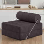 Kokkupandav voodisohva, 4-in-1 kokkupandav magamistool suure tihedusega vahuga ja padjaga, mugav kokkupandav tool elutuppa ja magamistuppa, hall