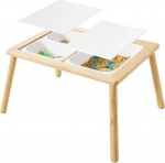 Asweets Montessori Children's Table, Sensory Table with 3 Storage Spaces and Removable Worktop, Sensory Table Painting Table, Multi-Purpose Wooden Table, Play Sand and Water Table for Children from 3