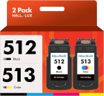 HALLOLUX PG 512 CL 513 Taast&ouml;&ouml;deldud 510 511 printerikassetid 512 513 PG512 CL513 &Uuml;hilduvad Canon 512 513 Multipack PG-512 CL-513 Pixma MP495 MP230 MP270 MX420 jaoks (must, 2-pakk)
