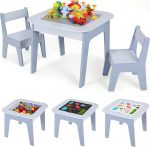 MAMIZO Children's Table with 2 Chairs, Children's Seating Set, Children's Table, Children's Furniture for Children's Room, Storage Space, Children's Table Chair Set, Painting Table & Building Plate