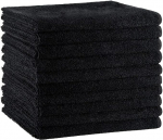 10 Black Microfibre Hair Salon Towels - Ultra Absorbent, Soft and Durable - 50 x 80 cm - Quick Drying for Hair