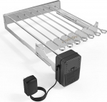 Onlyfire elektriline praadimasin, roostevabast terasest grill-liitmik 7 spikriga ja mootoriga, reguleeritav suurus 43,3 x 40,3 - 46,3 cm, toitepistikuga, praadimasin, h&otilde;bedane