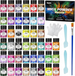 Roizefar Epoks&uuml;vaik V&auml;rviline Mica Powder, 42 v&auml;rvi x 5 g p&auml;rlmutterjas epoks&uuml;vaik pigmendi metallipulber seebiv&auml;rvi, ehete valmistamise, k&uuml;&uuml;nelaki, epoks&uuml;vaigu, k&uuml;&uuml;nla valmistamise, vannipommide, lima valmistamise jaoks.