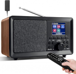 Wholede DAB Plus raadio Bluetoothiga, DAB-raadio kaugjuhtimispuldiga, DAB+/FM-raadio, Retro puidust digitaalne raadio, k&ouml;&ouml;giraadio, &auml;ratuskella raadio kahekordse &auml;ratusega ja USB/AUX-pordiga