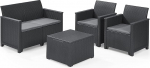 Koll Living Lounge Sets, Various Designs, High-Quality Garden Seating Set, Highest Seating Comfort Thanks to Ergonomic Backrests (2 Seater Sofa, 2 x Armchairs & Table)