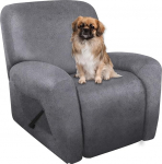 ANARACHON 4 Pack Leather Like Lazy Boy Recliner Chair Covers, Soft Sofa Slipcover, Furniture Protector, Washable Sofa Cover for Pets Kids, Light Grey