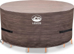 Patio Furniture Covers, 600D UV Resistant Round Patio Table Cover, PU Coating, Heavy Duty, Waterproof, Garden Furniture, Suitable for Oval Patio Tables (Brown, 72"