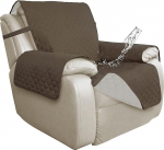 ISSUNTEX Double Protection Waterproof Deck Chair Covers for Living Room, Reversible Furniture Protector Recliner Couch Sofa Slipcover for Dogs Pets Kids (Oversized Lounger, Camel/Ivory)