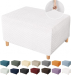 YEMYHOM Ottoman Cover Latest Jacquard Design High Stretch Folding Storage Footstool Protector Rectangle Removable Slipcover (Ottoman X-Large, White)