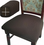 BUYUE Dining Room Chair Covers Set of 6, Luxury Jacquard Fabric Stretch Washable Slipcover for Kitchen Seat Covers, Brown-6 Pieces