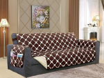 Elegant Comfort Slipcover with Smart Pockets and Elastic Straps Pet Kids Protection Microfiber Chocolate Brown Cream Oversized Sofa Slipcover
