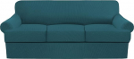 GAMUKAI Set of 4 Sofa Covers, Stretch Couch Covers for T Cushions, Sofa Slipcovers, Soft Furniture Covers with 3 Individual T Cushion Shape Seat Covers (Teal, Sofa)