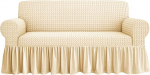 Irge Voila' 2/3/4 Seater Elastic Valance Sofa Cover (Cream, 3 Seater)