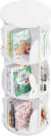 WOLTU Children's Bookcase, Rotating Children's Shelf with 3 Levels, Books Shelf, Children's Room, Living Room, Rotating Shelf, Toy Shelf, Children's Bookcase, Standing Shelf, Freestanding, White