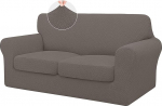 ISSUNTEX 3-teilige Sofabez&uuml;ge, hochdehnbar, dick, weich, Bezug f&uuml;r Sofa mit 2 separaten Kissen, Jacquard-Stoff, elastischer Bezug, M&ouml;belschutz f&uuml;r Hunde, f&uuml;r Zweisitzer, Taupe