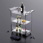 solaround Acrylic Serving Trolley, Bar Trolley, Acrylic Kitchen Trolley with Castors, Lockable, 53 x 30 x 72 cm (Transparent)