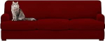 molasofa T-Kissen-Sofabez&uuml;ge mit 3 einzelnen T-Kissen-Form-Sitzbez&uuml;gen f&uuml;r Heimdekoration, dehnbar, waschbar, fusselfrei, rutschfest, T-Kissen, Sofa-Schonbezug (&Uuml;bergro&szlig;es Sofa, Weinrot)
