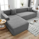 Diivanikate nurgas diivan L kuju, Jacquard Stretch diivanikate nahast diivanile, kaasaegne elutoa diivan kodu kaunistamiseks, masinpesu, sobib enamikule diivanitele, helehall, 2 istekohta 145-185