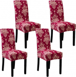 JMYDecor Spandex s&ouml;&ouml;gitooli kate [4/6 komplekt] Elastsed Stretch istmekatted, eemaldatavad pestavad s&ouml;&ouml;gitooli kaitsjad, pol&uuml;ester + Spandex, punane, 4 komplekti