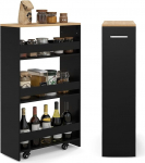 FANTASK ni&scaron;&scaron;iriiul 20 cm lai, ni&scaron;&scaron;ik&auml;ru ratastel 4 tasandiga, kitsas ni&scaron;&scaron;ikapp k&auml;epidemega ja k&auml;sipuudega, puidust rullrestik k&ouml;&ouml;ki, vannituppa, 47,5 x 20 x 80,5 cm (must)