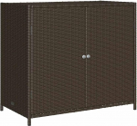 vidaXL aiakapp, palju hoiuruumi sisaldav kommunaalkapp, ustega k&uuml;lgkapp, r&otilde;dukapp, terrassikapp, pruun pol&uuml; rotangist kapp