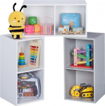 Relaxdays Children's Shelf, 6 Compartments, Toy Shelf, Children's Room, Boys & Girls, Modular Storage Shelf, White/Grey