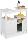 Relaxdays Vanity Unit 2 kambrit Siphon Hole Rope k&auml;epidemed Vannitoa kapp 60 x 60 x 30 cm Valge