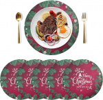 Tischsets, Weihnachts-Tischsets, 6er-Set, Weihnachtsschneemann, runde , , waschbar, w&auml;rmeisolierend, rutschfest, for das Essen in der K&uuml;che(Red)