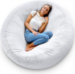 Aiire Giant Bean Bag XXL Cover 150 cm - Bean Bag Chair Fluffy Rich Filling for Decoration, Boys and Children - Coarse Floor Padi, Chill Chair for Cuddly Corner - Relaxo Bean Bags Adults Grey