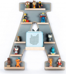 Boarti laste riiul Erinevad kirjad halli ja valge v&auml;rviga - Tonieboxile ja Toniesile - m&auml;ngimiseks ja kogumiseks