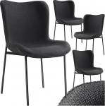 tectake&reg; 4 polsterdatud tooli komplekt k&ouml;&ouml;gi, s&ouml;&ouml;gilaua, tugitooli, garderoobi, kokteilitooli, elegantsete s&ouml;&ouml;gitoolide v&otilde;i elutoa toolide komplekt elegantseks s&ouml;&ouml;miseks - kootud kangast must/musta