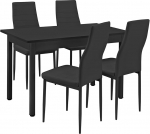 [en.casa] S&ouml;&ouml;gilaud K&ouml;&ouml;gilaud S&ouml;&ouml;gitoa laud 120 x 60 cm koos 4 tooliga Musta pehmendusega istmekomplektiga s&auml;&auml;stupakendis