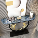 Poolkuu konsoollaud kivist, konsool, diivanilaud, koridor, Hiina stiilis veranda laud seinal, veranda kabinet, sein, veranda laud, poolringikujuline, Blue-39