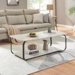 [en.casa] Kolta kohvilaud 120 x 60 x 43 cm Marmori v&auml;limusega valge diivanilaud alumise riiuliga elutoa laud koos hoiuruumiga