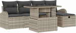 6-teiliges Garten Sofa Set mit Kissen Hellgrau Poly Rattan, 2-Sitzer Garten Sofa mit Stauraum und Kissen Hellgrau Poly Rattan Gartenlounge Model3361081