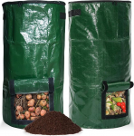 Stand Up komposter, 2 kiire kompostri pakett kaanega, korduvkasutatav kompostikott, kokkupandav aiakomposter, kompostri plastkonteiner aeda, terrassile ja r&otilde;dule (34 gallonit)