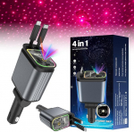 Starry Sky autolaadija 4 in 1 autolaadija Starry Sky projektor auto mobiiltelefoni laadija sisset&otilde;mmatav autolaadija USB C kiirlaadija auto tarvikud (punane)