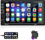 Podofo 2 DIN autoraadio Bluetoothiga, 7-tolline Double DIN puuteekraaniga autoraadio MP5-m&auml;ngija koos Mirror Linkiga iOS / Androidile, FM-raadio, roolijuhtimine, USB / TF / AUX, sisend + SWC