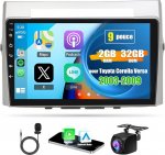 Autoraadio 9-tolline Toyota Corolla Verso 2003-2009, 2DIN Carplay Android auto Bluetooth GPS navigatsiooniga WiFi Split Screen FM/RDS peegel Link tagurduskaamera SWC DAB+ mikrofon, 2+32G