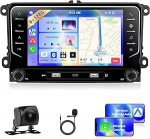 6G+128G Motorsi autoraadio VW/Passat/Polo/Golfile koos juhtmevaba CarPlay ja Android autoga, 7-tolline puutetundlik raadio koos Mirror Link, GPS navigatsioon, WiFi, Bluetooth, FM/RDS, EQ, SWC, G00gle Assistantiga
